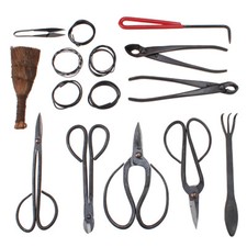 Garden Bonsai Tool 10Pcs Carbon Steel with Cutter spatula Roll Wires nylon case picture