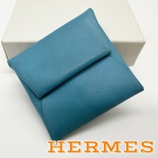 Hermes Bastia Coin Purse Epsom Leather Wallet Blue Turquoise picture