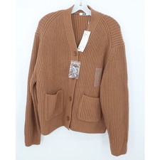 Uniqlo Premium Lambswool Ribbed Long-Sleeve Cardigan Womens Medium NEW Brown picture