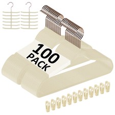 50/100pcs Premium Velvet Hangers Non-Slip w/Finger Clips and Tie Rack Ultra Slim picture