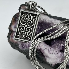 Brighton Berkeley Retired Long Double Chain Pendant Necklace Antique Silver Plat picture