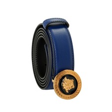 Versace Royal Blue 100% Leather Gold Medusa Head Decorated Belt US 34 IT 85 picture