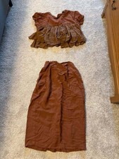 Vintage Rialto California Brown Two-Piece Top & Skirt Set SMALL picture