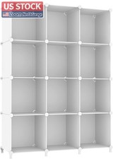 US Stock AWTATOS 12 Cube Closet Organizer White Stackable Shelves picture