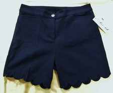 NEW Lulu B Shorts-Nautical Navy Blue Waffle weave Scalloped Hemline Womens 12 picture