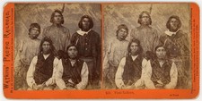 NEVADA STEREOVIEW - Reno - Portrait of Piute Indians - CE Watkins 1870s picture