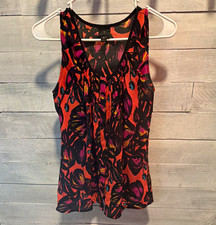 Worthington Womens Blouse Size M Woven Polyester Floral Sleeveless V-Neck Button picture
