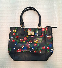 Women's Handbag Apt. 9  Black Multicolor Foral Design Collen Tote Bag picture