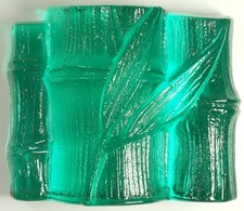 rare Blenko Green Blue Glass Bamboo Bookend Vintage MCM Midcentury 4.8