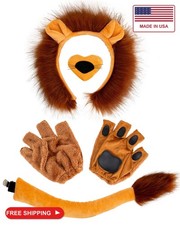 Eybila 5Pcs Lion Costume Set Lion Ears Headband Tail Paw Gloves Nose picture