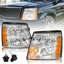 For 2003-2006 Cadillac Escalade HID Xenon Headlights Chrome Headlamp w/Bulbs L+R picture