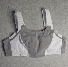 Glamorise Custom Control Sports Bra 1166 UK 40B White Grey Wirefree NWT New picture