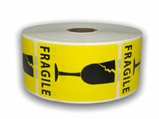 2x3-inch Cracked Glass / Fragile Yellow Labels Shipping Adhesive Stickers 500PCS picture