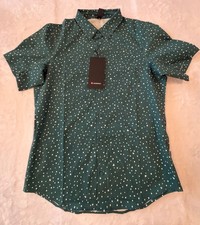 Lululemon Airing Easy Short Sleeve Shirt Men's M  White Green Button Up HSD6 picture