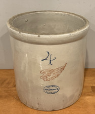 ANTIQUE RED WING UNION STONEWARE CO 4 GALLON CROCK PRIMITIVE (1D) picture