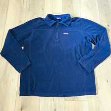Patagonia Men's Micro D Blue Fleece 1/4 Zip Collared Logo Pullover Sweatshirt L picture