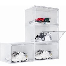 10x Magnetic Shoe Storage Boxes Clear Drop Side AJ Sneaker Organizer Case Solid picture