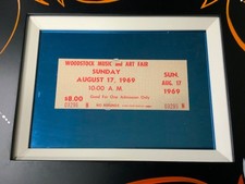 VINTAGE - Original - 1969 WOODSTOCK Music and Art Fair - TICKET STUB - Framed picture