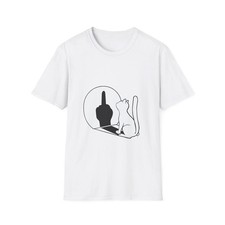 Funny Cat Middle Finger T-Shirt | Sarcastic Mirror Cat Tee Sizes S-5XL picture