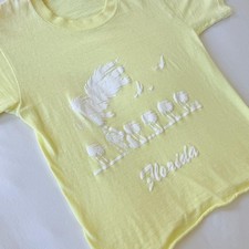 Vintage 1988 Florida T Shirt Womens Pale Yellow Single Stitch Graphic Tee 80s picture