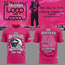 Ed Sheeran Loop Tour 2026 x Philadelphia Eagles Pink T Shirt picture