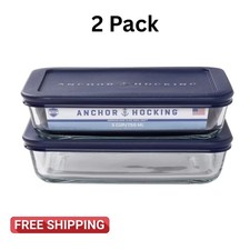 Anchor Hocking Glass Food Storage Containers with Lids, Set of 2 picture