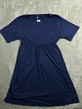 NWT Allegrace Womens Plus 2X Blue Dress T Shirt Dress Navy Knit Short Sleeve picture