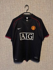 MANCHESTER UNITED 2007 2009 AWAY FOOTBALL SHIRT SOCCER JERSEY BLACK RARE M NIKE picture
