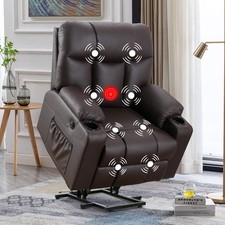 Canmov Power Lift Recliner Chair, Oversized Faux Leather Chair w/ Heat & Massage picture