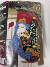 Bucilla Santa's Catnap Felt Christmas Stocking Kit with Lights #86053 New picture