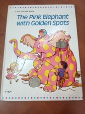 Vintage 1971 The Pink Elephant with Golden Spots Big Golden Book Hardcover picture