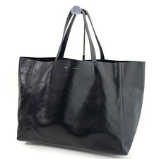 CELINE Horizontal Cabas Leather Tote Bag Black Gold Logo Phoebe Philo Ex++ picture