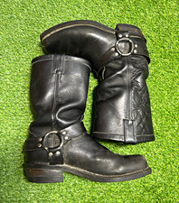 10.5 made in USA Chippewa Men’s Black Leather Pull-On Harness Biker Boots picture