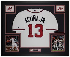 Ronald Acuna Jr Autographed & Framed White Atlanta Jersey Auto Beckett COA picture