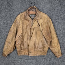 Vintage Adventure Bound Leather Jacket Mens Large Bomber Distressed Full Zip 90s picture