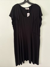 Chicos Sydney Seamed Short Sleeve Dress Size 3 Black Stretch Lagenlook New picture
