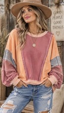 BiBi Color Block Sweatshirt With Exposed Seams And A Relaxed, Oversized Fit, M picture
