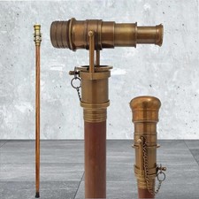 Vintage Solid Brass Nautical Telescope Walking Stick – Fordable Cane New Year picture