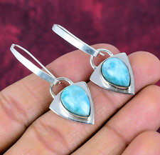 Wonderful Larimar Gemstone Handmade 925 Solid Sterling Silver Earrings Jewelry picture
