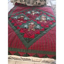 Vintage C&F Enterprises Beary Christmas Handmade Throw Teddy BearPatchwork Quilt picture