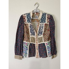 Anthropologie Pilcro Patchwork Floral Paisley Blouse Multi Color Size 8 picture