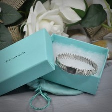 Vintage Tiffany & Co 1970s Sterling Silver S Link Wave Bracelet Box & Pouch 7
