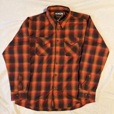 Dixxon Fender Stratocaster 70th Anniv Flannel Shirt Mens XL Orange Black VGUC picture