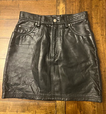 Vintage GAP Women’s Black Genuine Leather Mini Skirt Size 6 picture