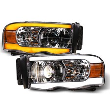 Topline For 02-05 Ram Switchback Sequential LED Bar Projector Headlights Chrome picture