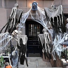 Halloween Skeleton Ghost Hanging Decor Spider Web Horror Party Outdoor Prop picture