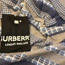 Burberry London Logo Black Crew Neck T-Shirt Men's Size S Regular Solid picture