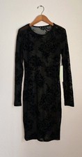 NWT IRIS Sheer Black Lace Overlay Dress Womens Medium Long Sleeves  picture