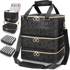 Nail Polish Organizer Bag Holds 84 Bottles PU Leather Storage Case picture