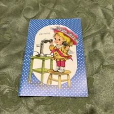 Vintage Cute GET WELL Greeting Card Collectible VTG Cottagecore Little Girl picture